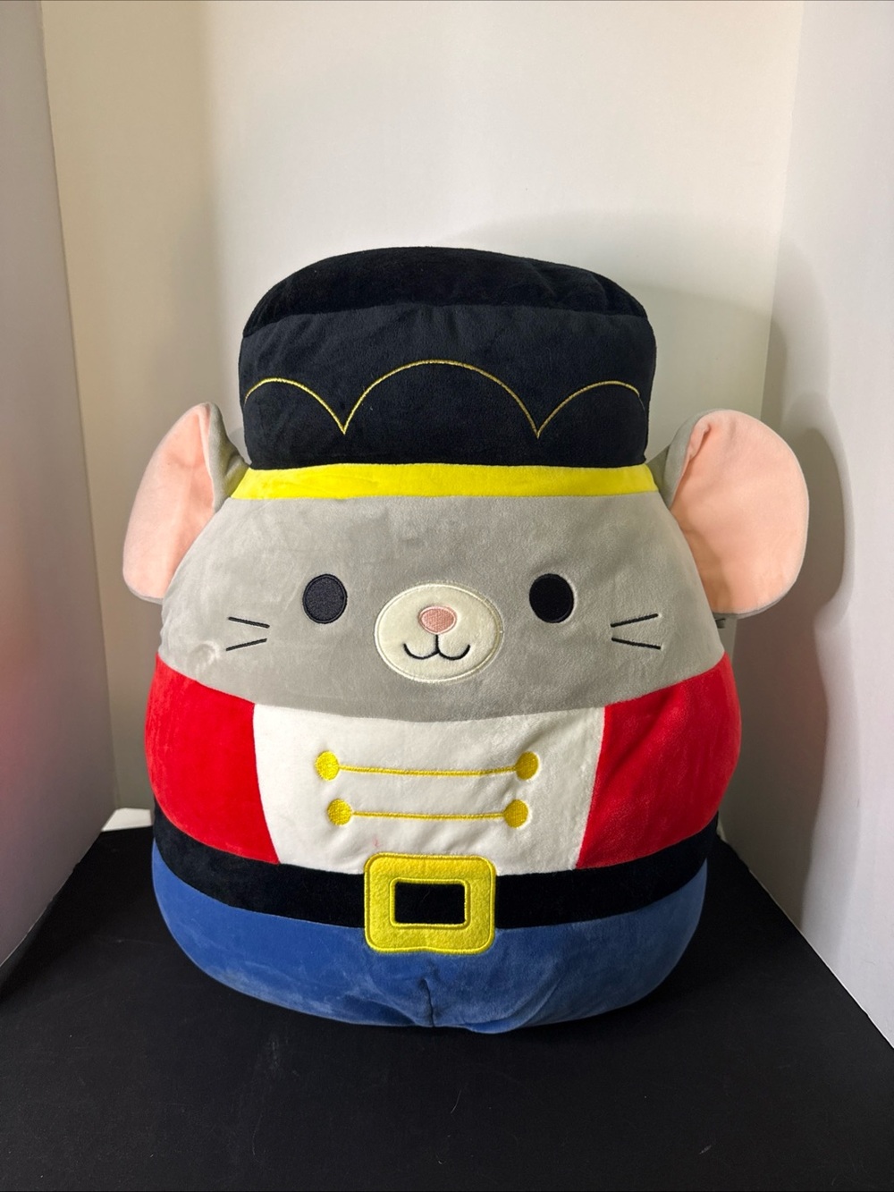 Plush Nutcracker Mouse Decorative Pillow - Gray, Red, Blue